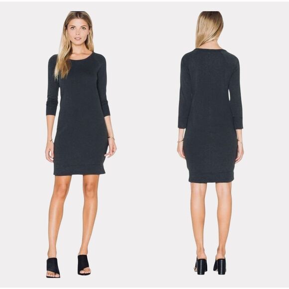 Standard James Perse Black Sweatshirt Shift Dress women’s S Raglan Pull on - Picture 3 of 6